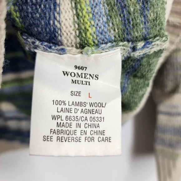 Woolrich Women's Striped‎ Crew Neck 100% Lambs Wool Long Sleeve Sweater Size L - Picture 7 of 11